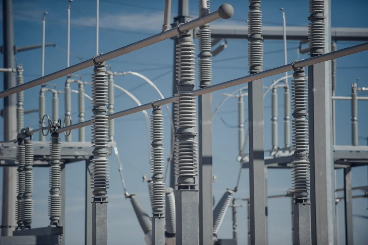 Insulators and busbars in a high-voltage substation